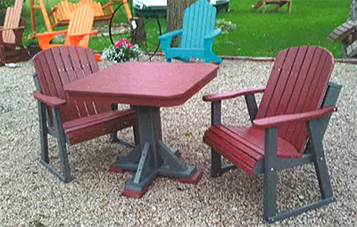 34" Square - 30" high-Dining Table  shown with 2 Arm Chairs